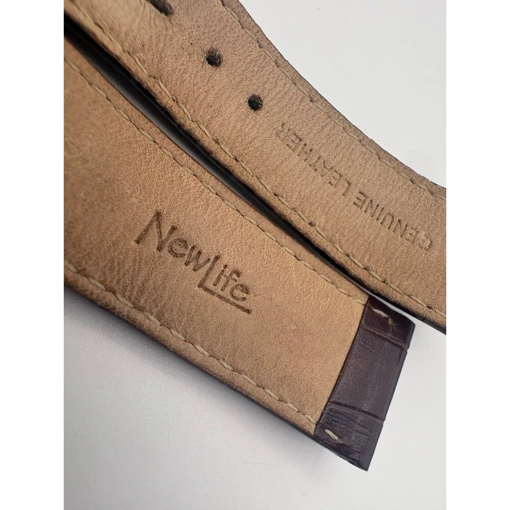 NewLife 20mm Genuine Leather Watch Strap - Dark Brown Crocodile skin